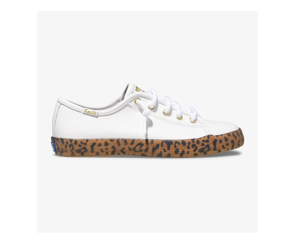 Kids Keds Sneakers - Kickstart Leopard Foxing - White - 9873-WYOFK